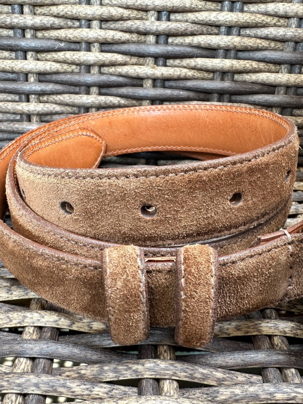 Polo Ralph Lauren Brown Suede Leather Belt Unisex Size 32 Made In USA Old Money - Picture 6 of 13